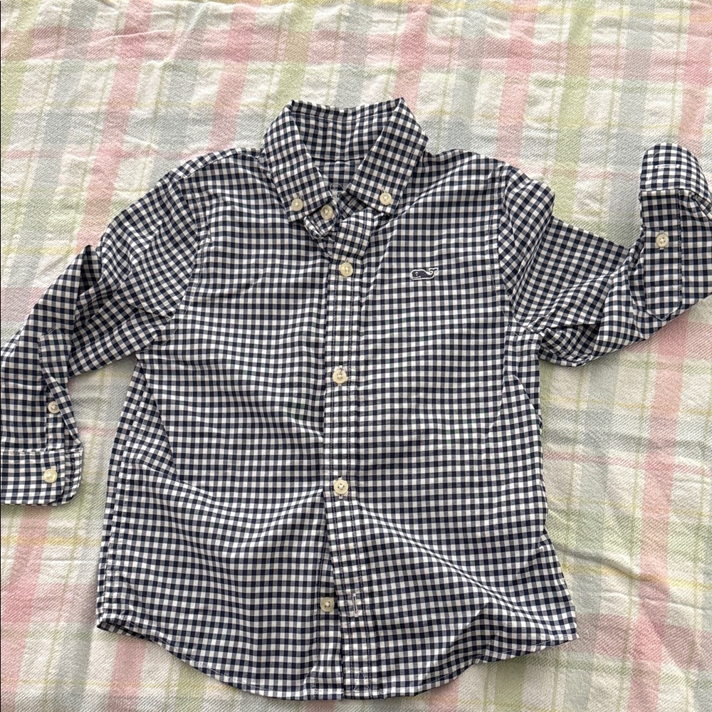 Vineyard Vines Navy & White Gingham Button-Down Shirt